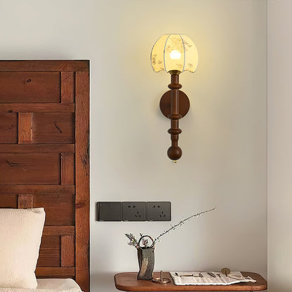 Roma Wall Sconce | Wood & Glass | Gold & Orange Finish
