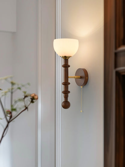 Roma Wall Sconce | Wood & Glass | Gold & Orange Finish
