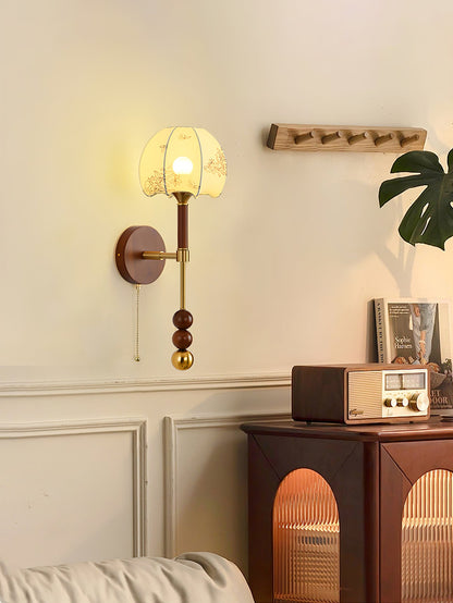 Roma Wall Sconce | Wood & Glass | Gold & Orange Finish