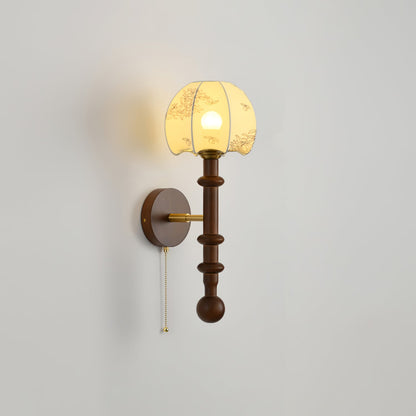 Roma Wall Sconce | Wood & Glass | Gold & Orange Finish