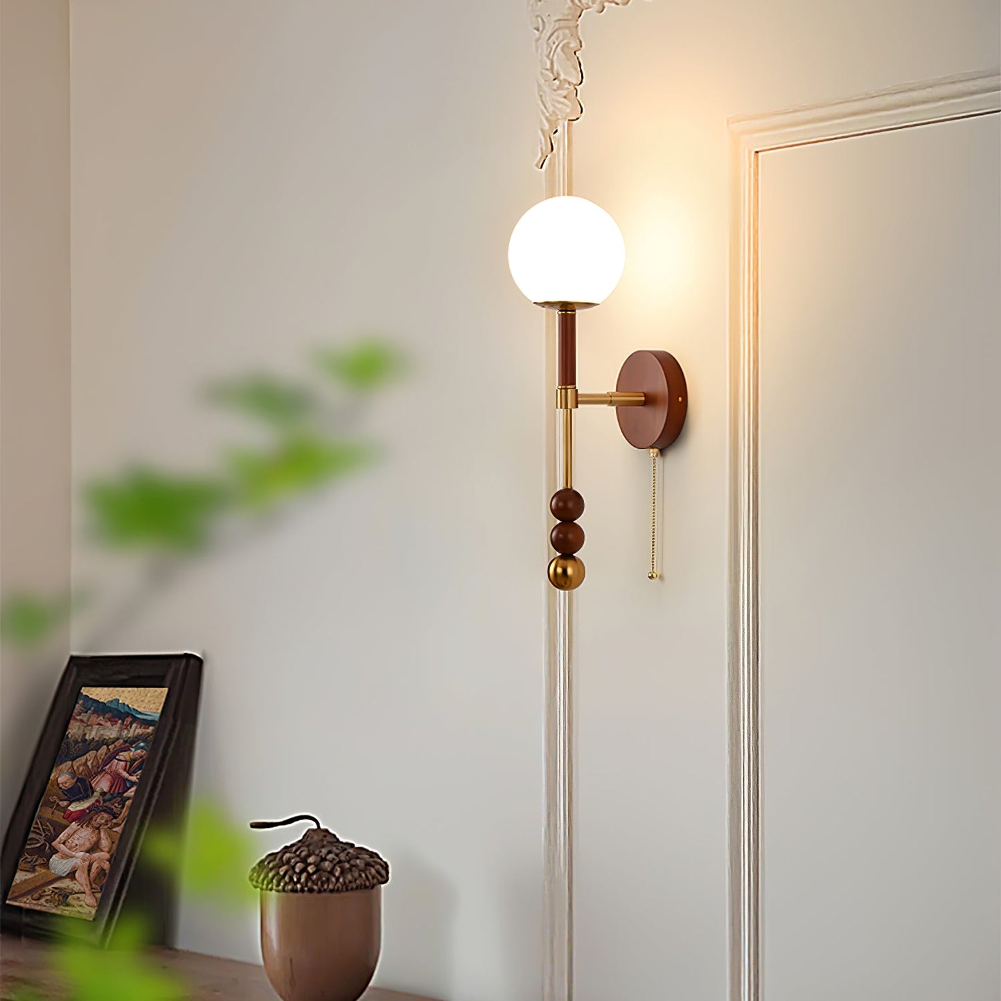 Roma Wall Sconce | Wood & Glass | Gold & Orange Finish