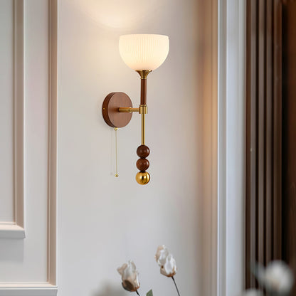 Roma Wall Sconce | Wood & Glass | Gold & Orange Finish