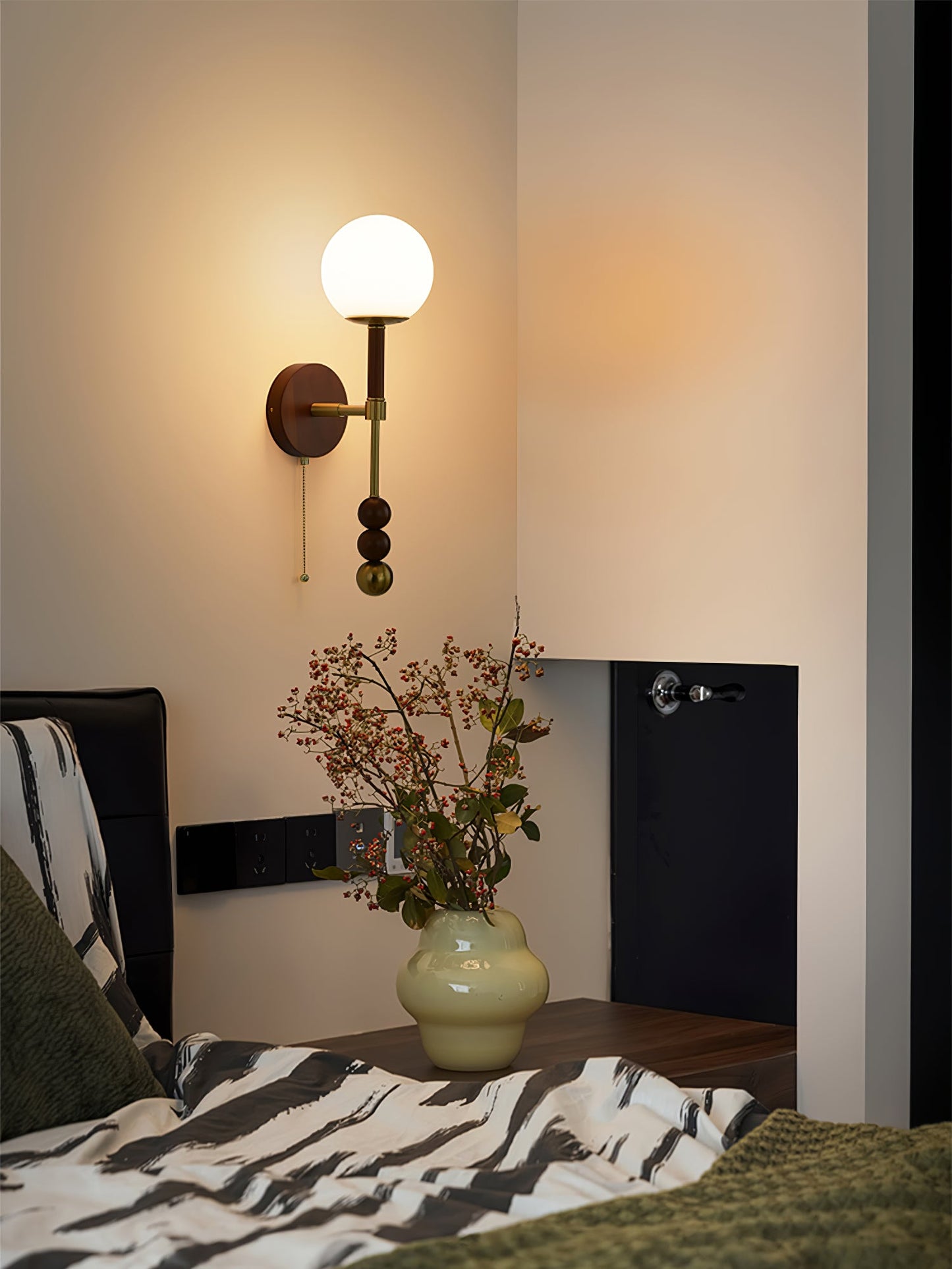Roma Wall Sconce | Wood & Glass | Gold & Orange Finish