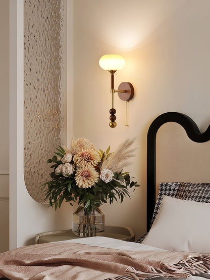 Roma Wall Sconce | Wood & Glass | Gold & Orange Finish