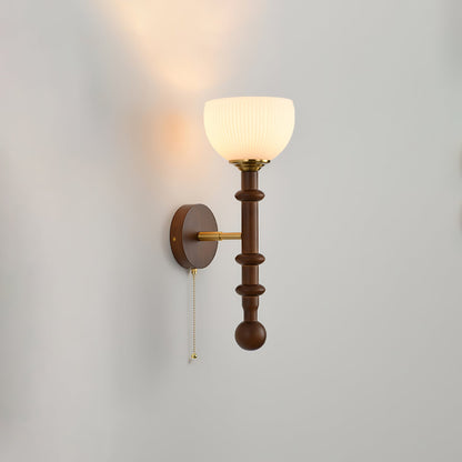 Roma Wall Sconce | Wood & Glass | Gold & Orange Finish