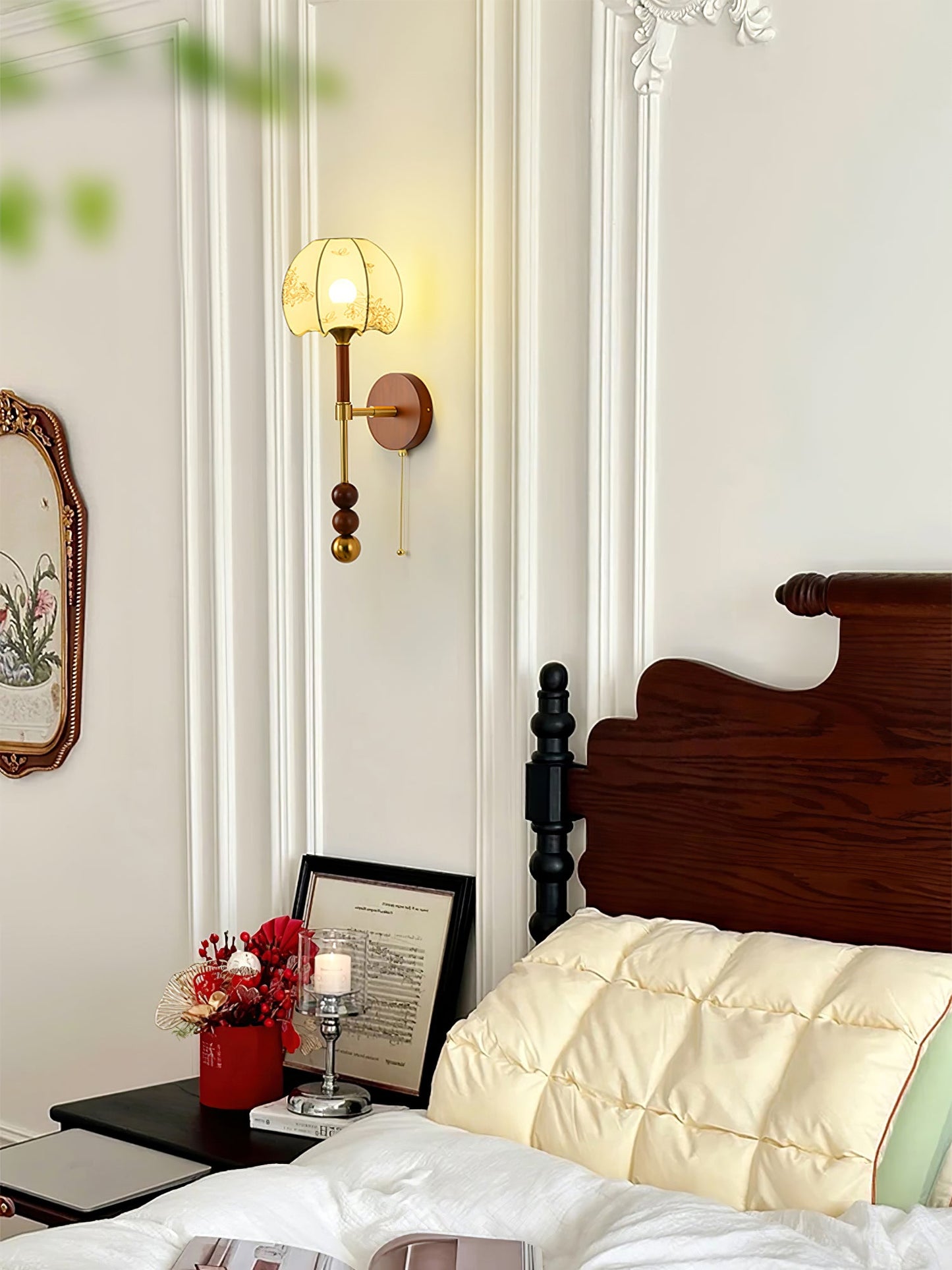 Roma Wall Sconce | Wood & Glass | Gold & Orange Finish