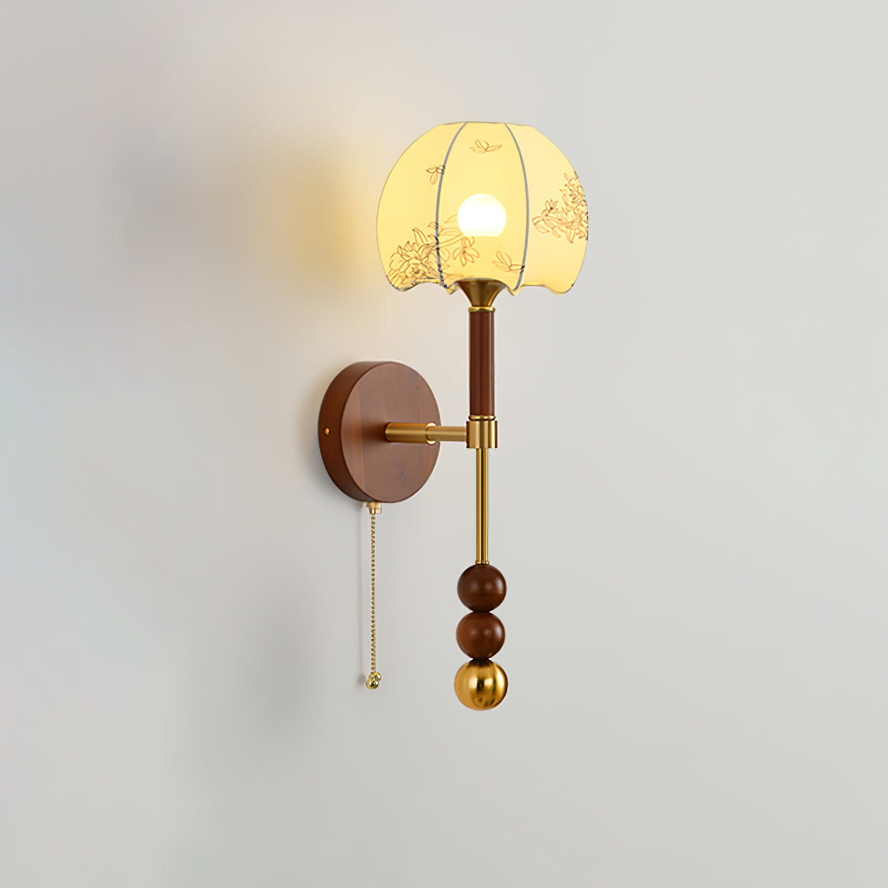Roma Wall Sconce | Wood & Glass | Gold & Orange Finish