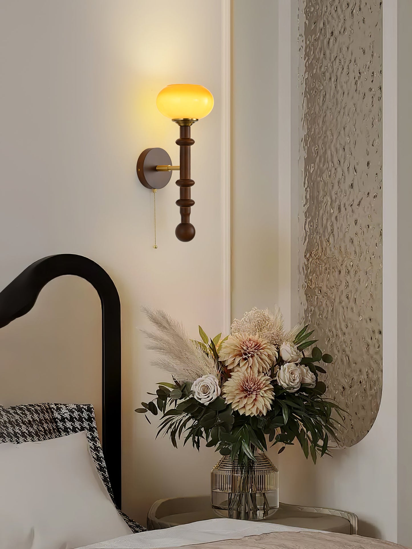 Roma Wall Sconce | Wood & Glass | Gold & Orange Finish