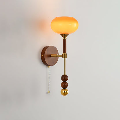 Roma Wall Sconce | Wood & Glass | Gold & Orange Finish