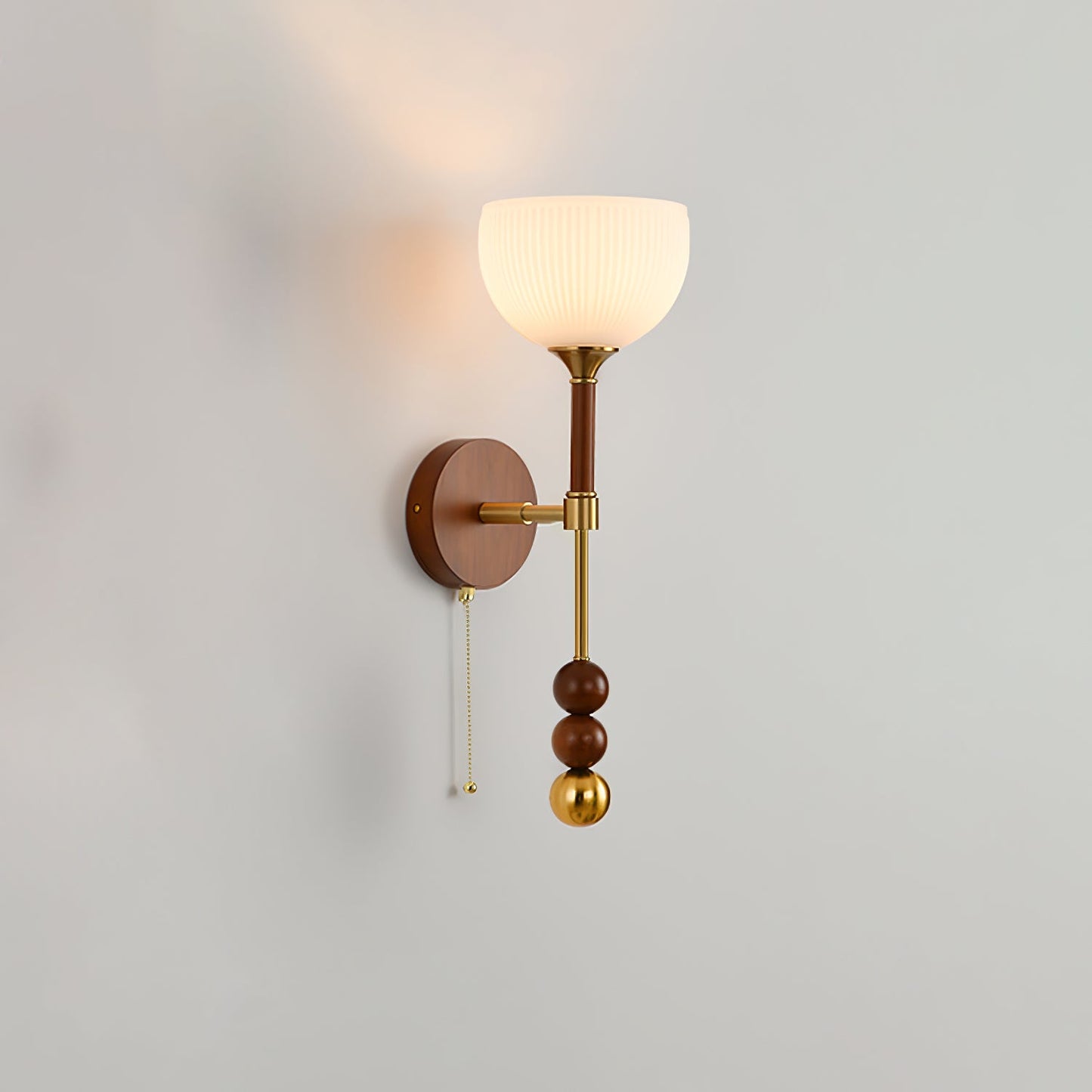 Roma Wall Sconce | Wood & Glass | Gold & Orange Finish