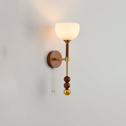 Roma Wall Sconce | Wood & Glass | Gold & Orange Finish