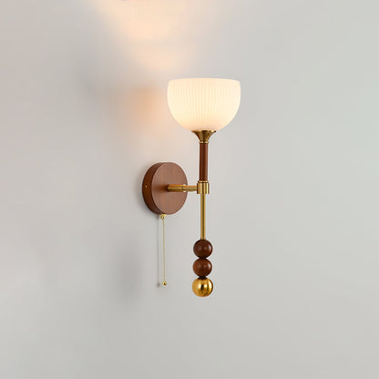 Roma Wall Sconce | Wood & Glass | Gold & Orange Finish