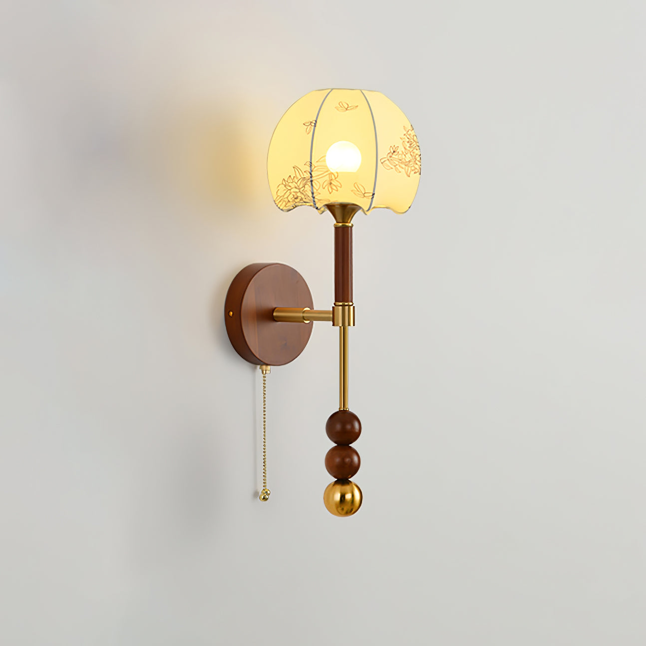 Roma Wall Sconce | Wood & Glass | Gold & Orange Finish