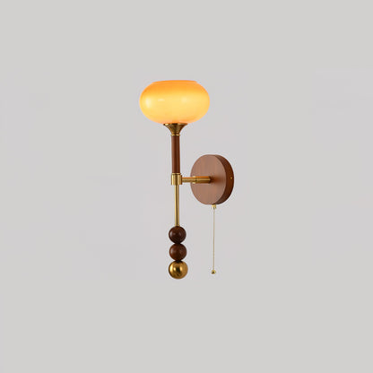 Roma Wall Sconce | Wood & Glass | Gold & Orange Finish