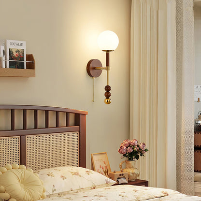 Roma Wall Sconce | Wood & Glass | Gold & Orange Finish