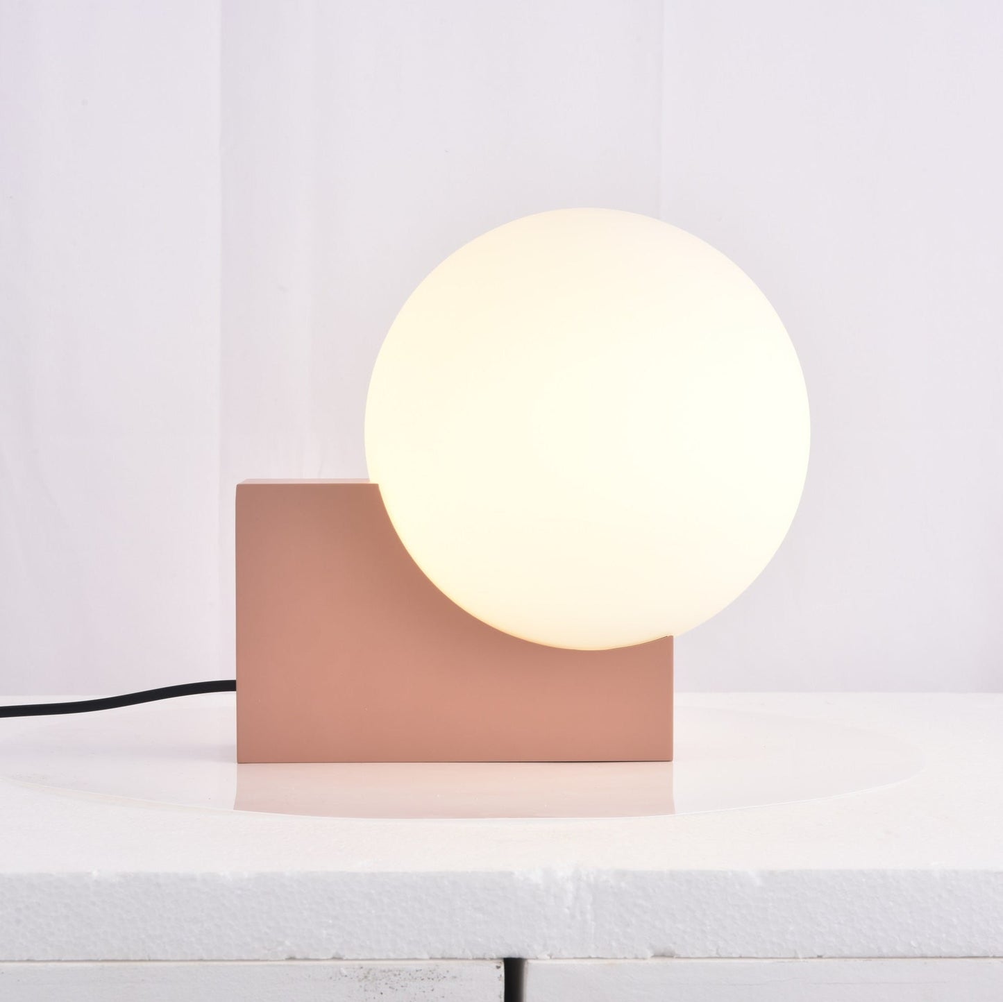 Fusion Table Lamp | Opaline Glass | Black, Chrome, Pink