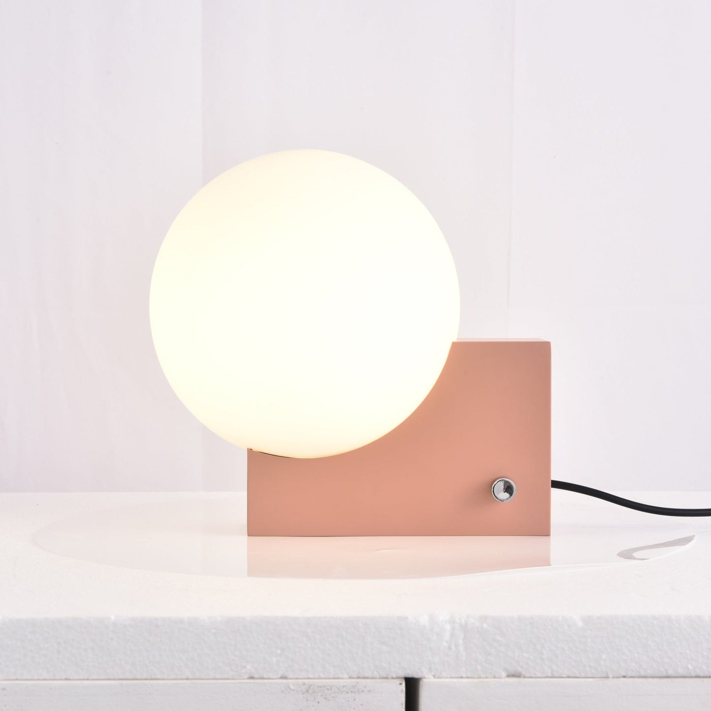 Fusion Table Lamp | Opaline Glass | Black, Chrome, Pink