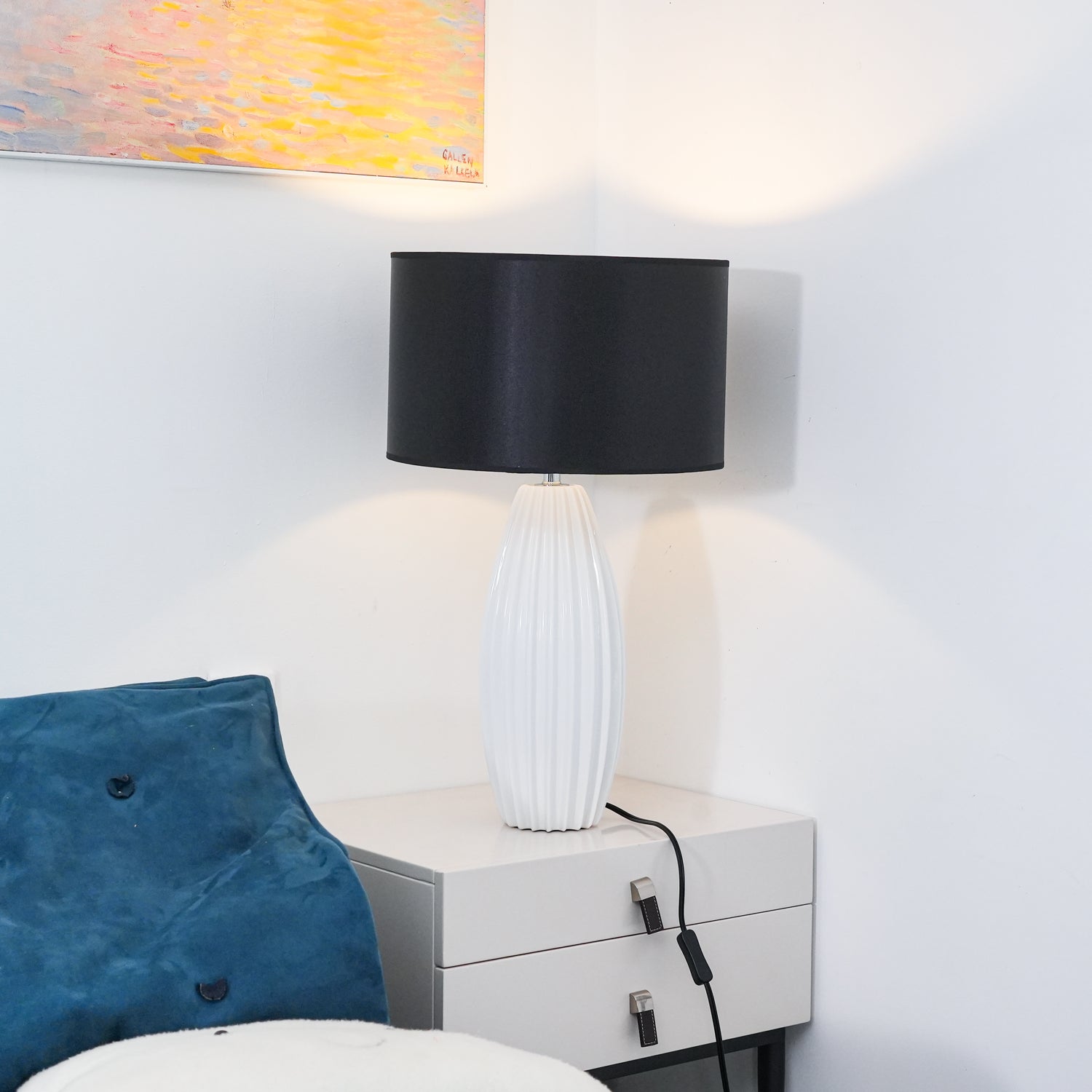 Ceramic Table Lamp | Gray Glaze Finish | 64.5 cm Height