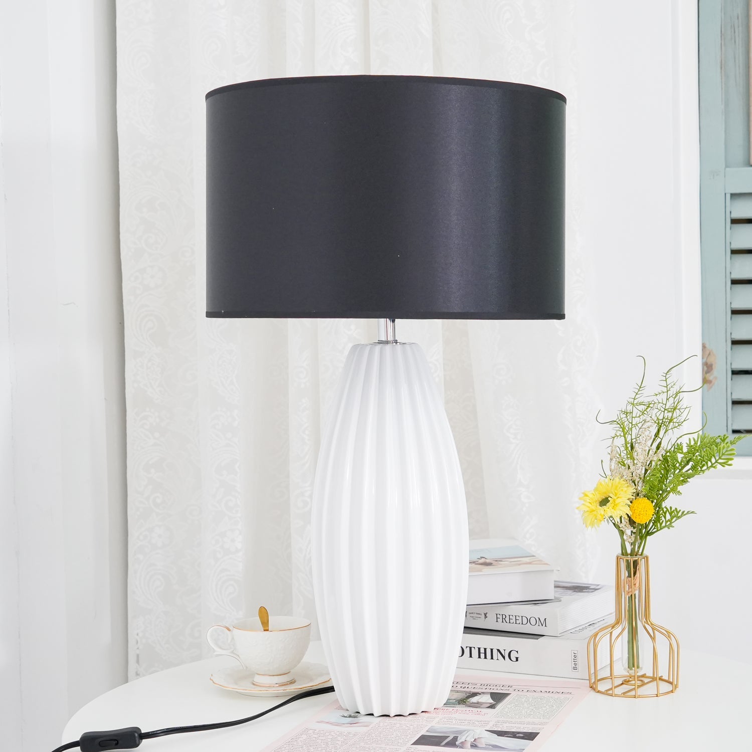 Ceramic Table Lamp | Gray Glaze Finish | 64.5 cm Height