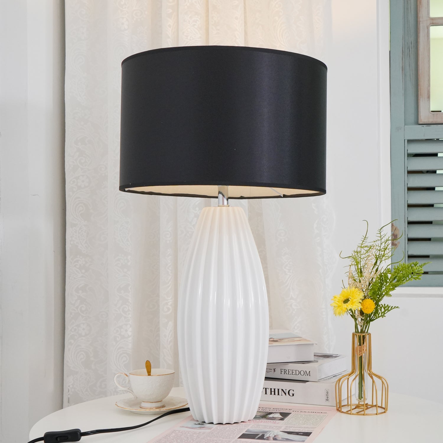 Ceramic Table Lamp | Gray Glaze Finish | 64.5 cm Height