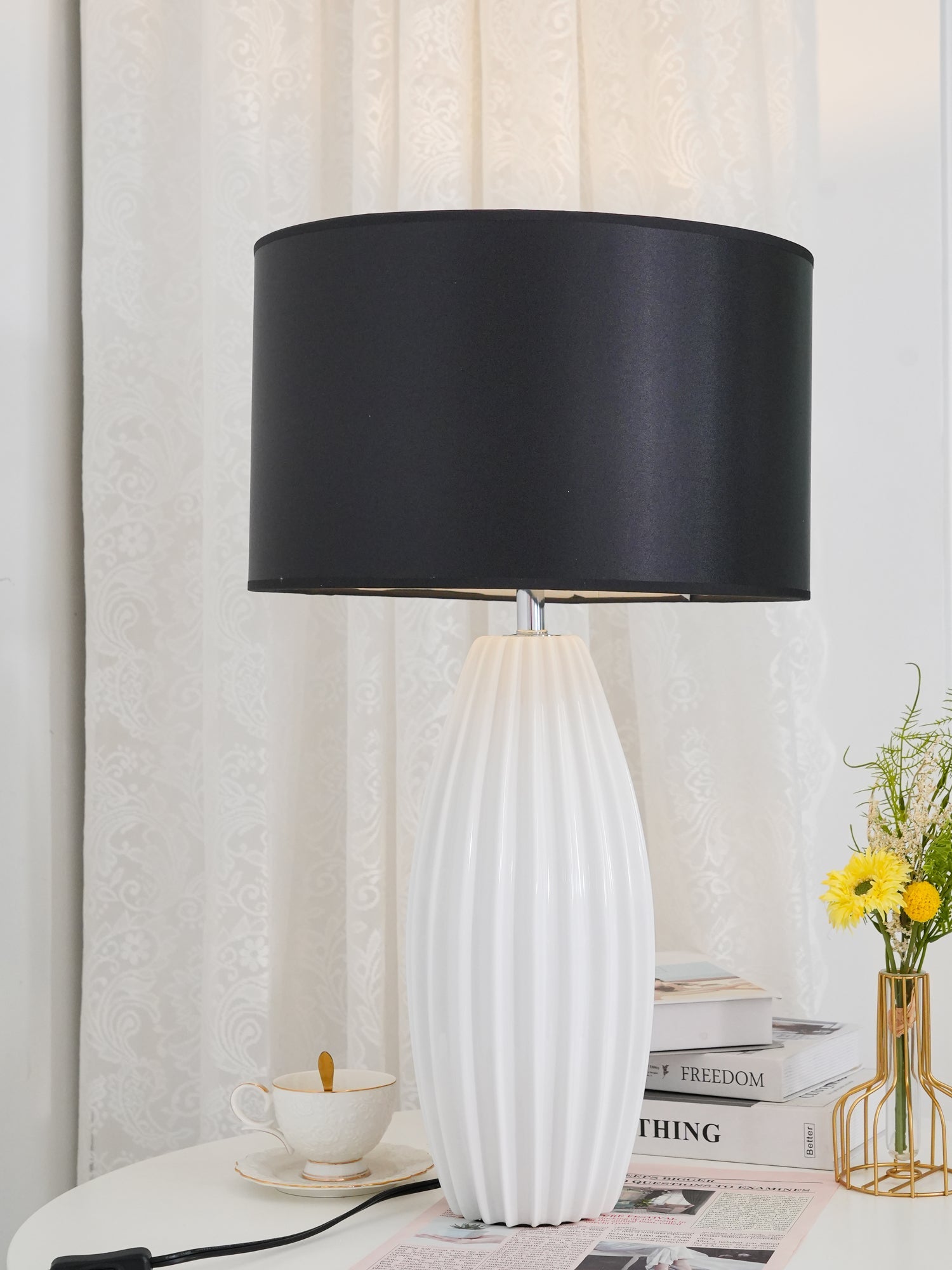 Ceramic Table Lamp | Gray Glaze Finish | 64.5 cm Height