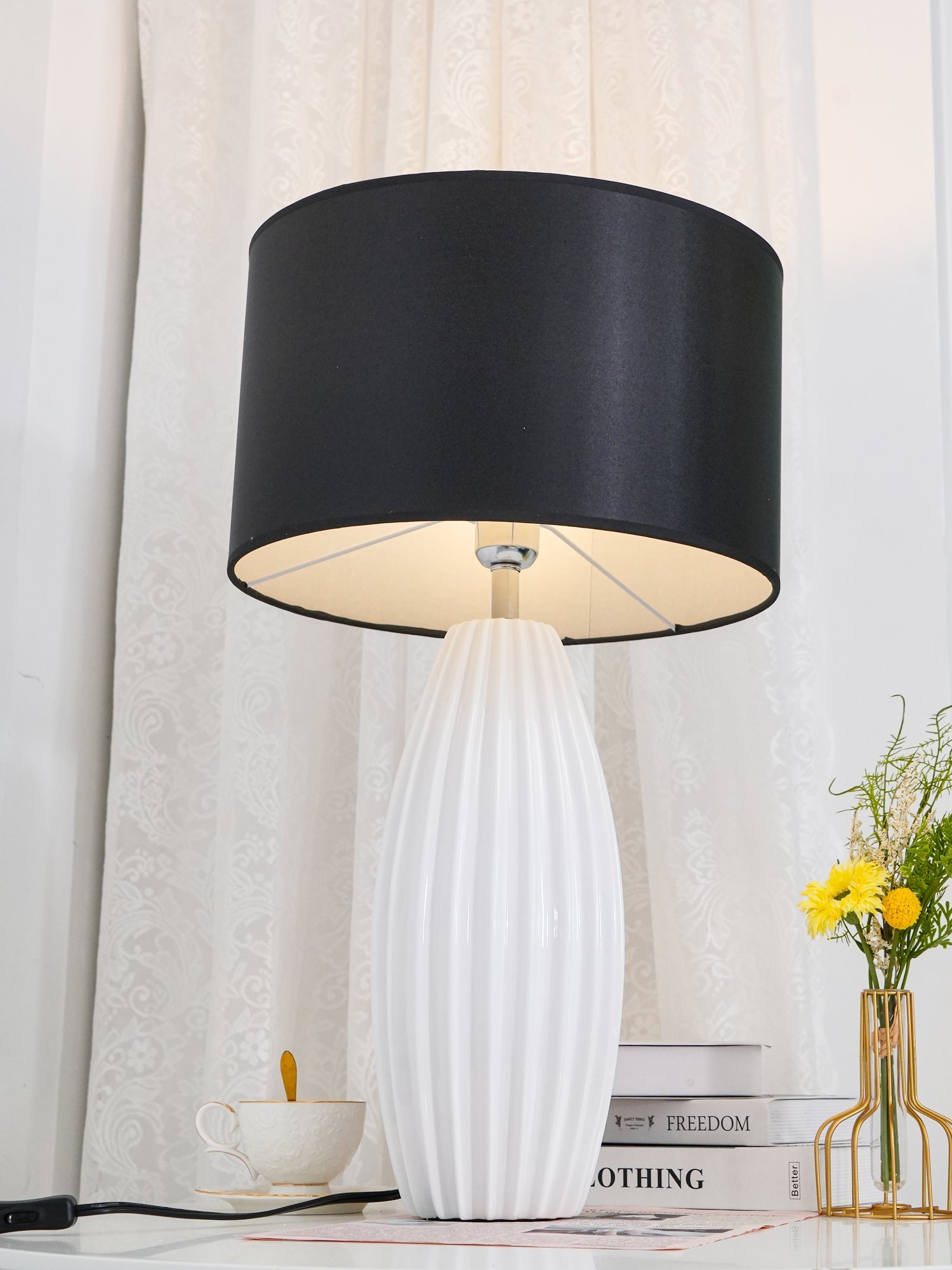 Ceramic Table Lamp | Gray Glaze Finish | 64.5 cm Height