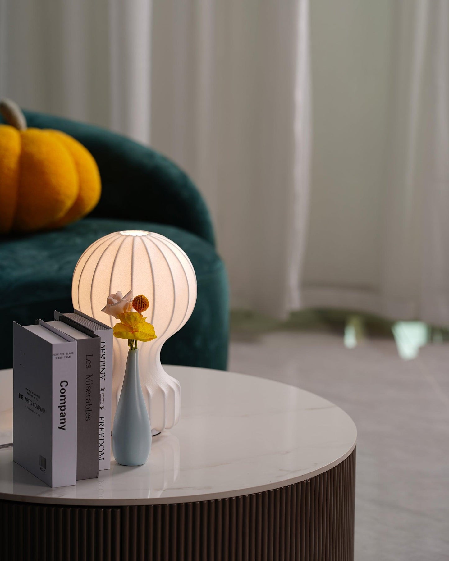 Hot Air Balloon Table Lamp | Steel & Cocoon Design | White Shade