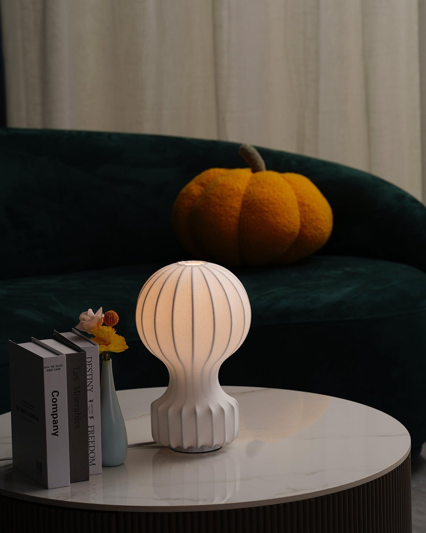 Hot Air Balloon Table Lamp | Steel & Cocoon Design | White Shade