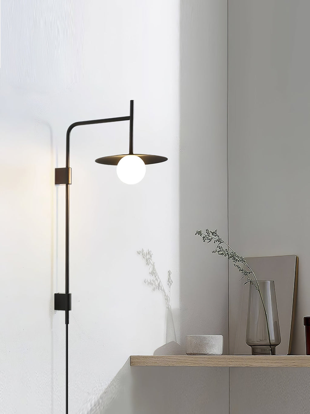 Gea Swing Arm Wall Lamp | Metal & Glass | Set of 2