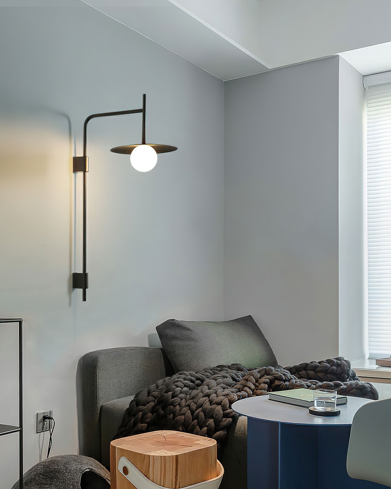 Gea Wall Light | Metal & Glass | White, Black, Gray