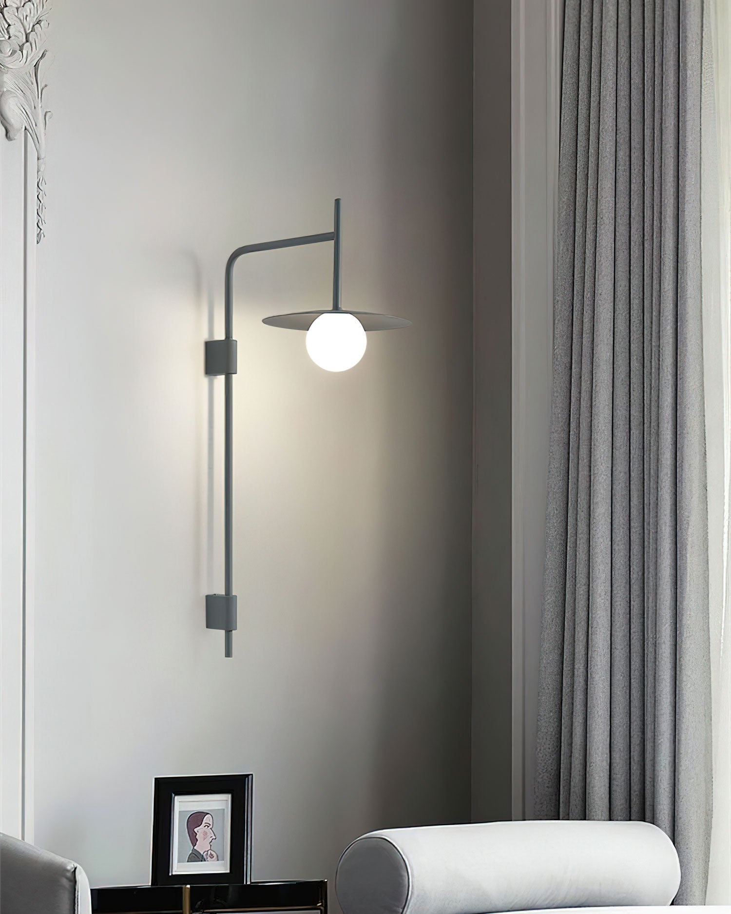 Gea Wall Light | Metal & Glass | White, Black, Gray