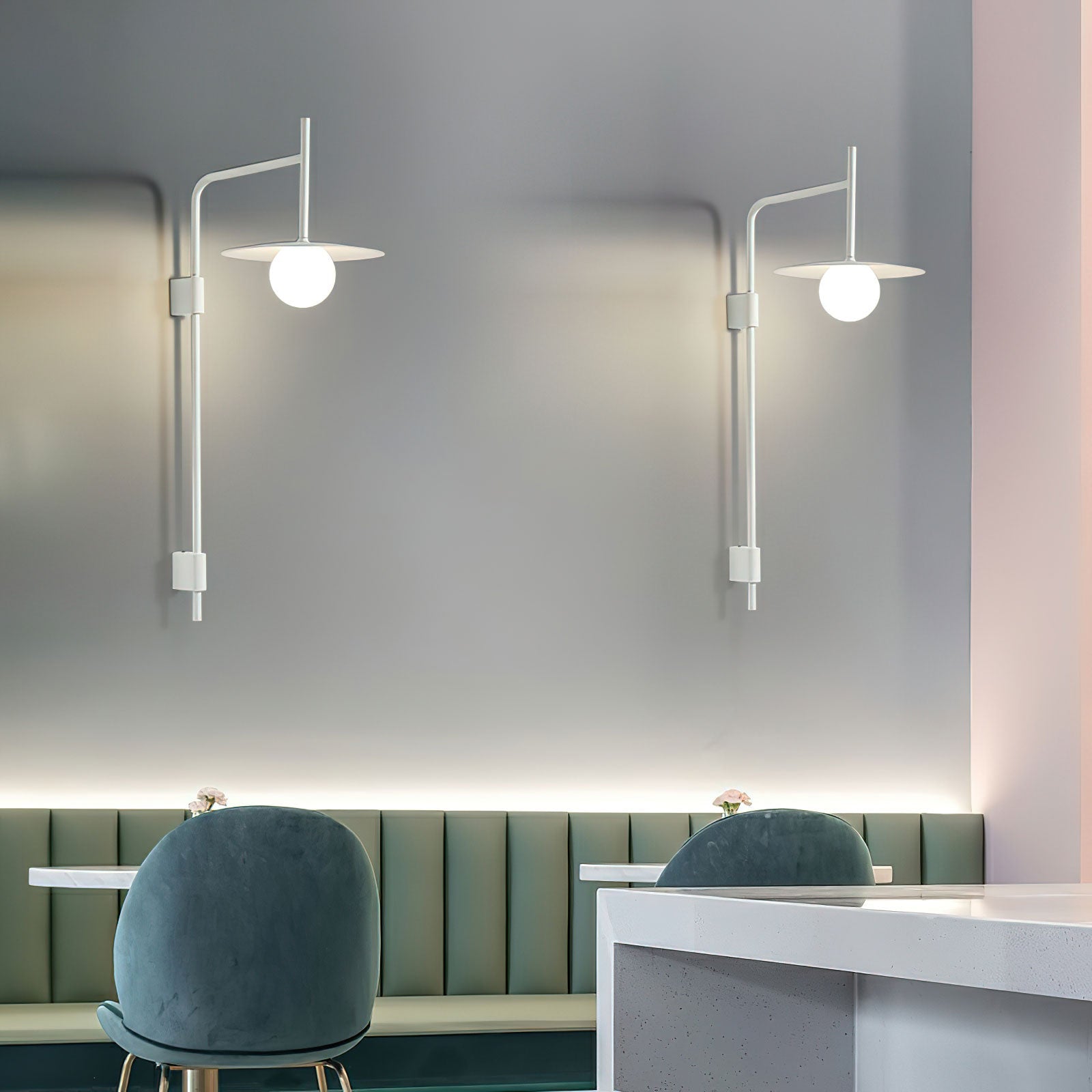 Gea Wall Light | Metal & Glass | White, Black, Gray