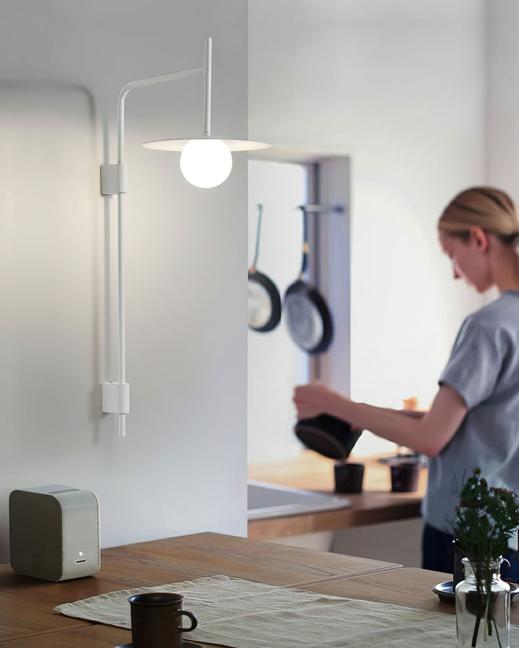 Gea Wall Light | Metal & Glass | White, Black, Gray