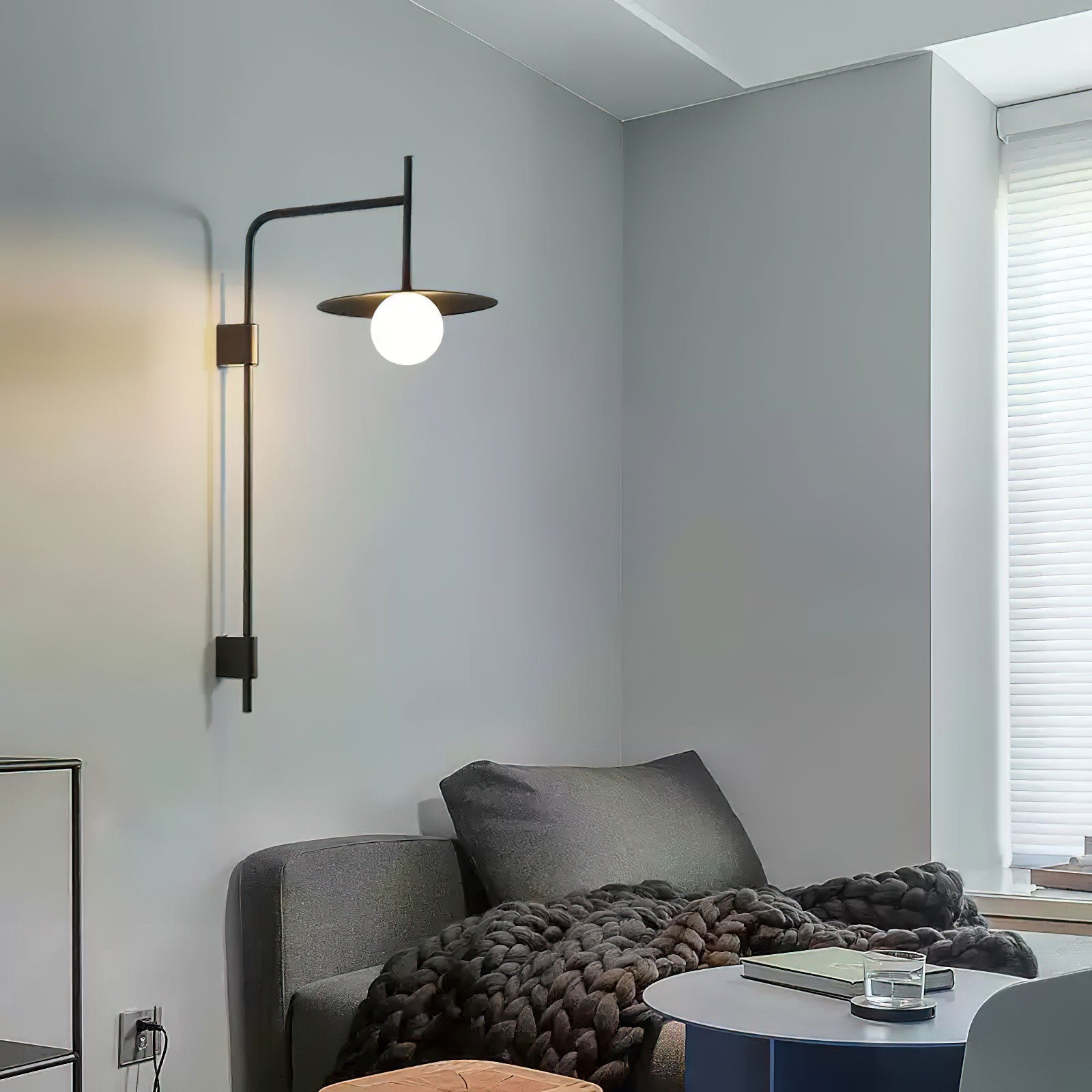 Gea Wall Light | Metal & Glass | White, Black, Gray