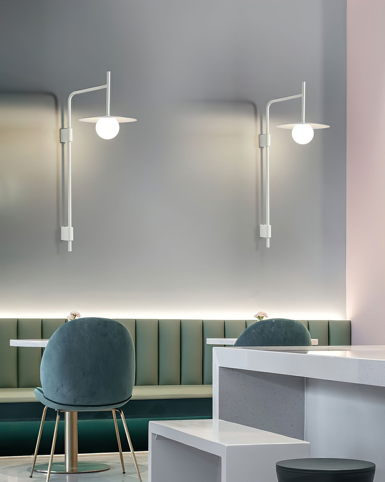 Gea Wall Light | Metal & Glass | White, Black, Gray