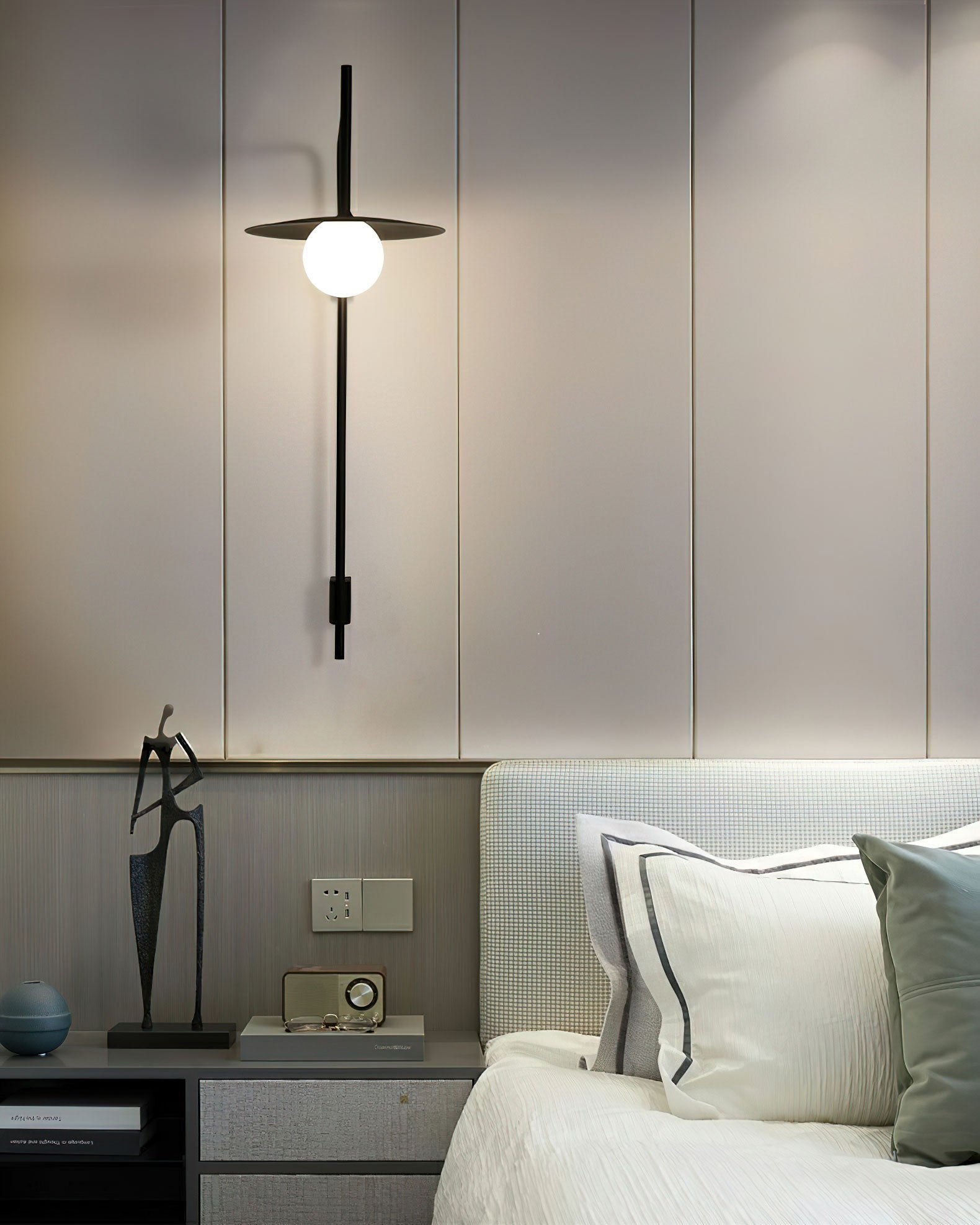Gea Wall Light | Metal & Glass | White, Black, Gray