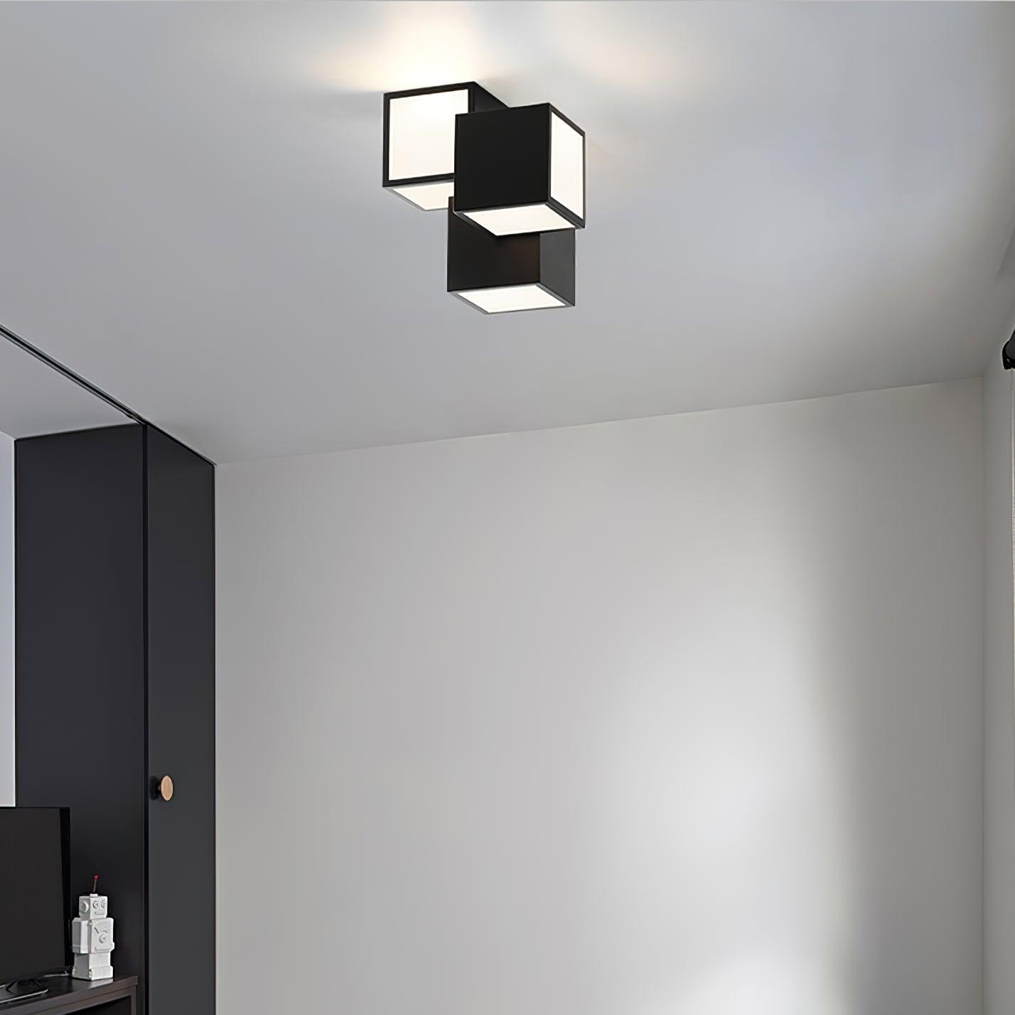 Geometric Ceiling Lamp | Metal, Acrylic | Black, White