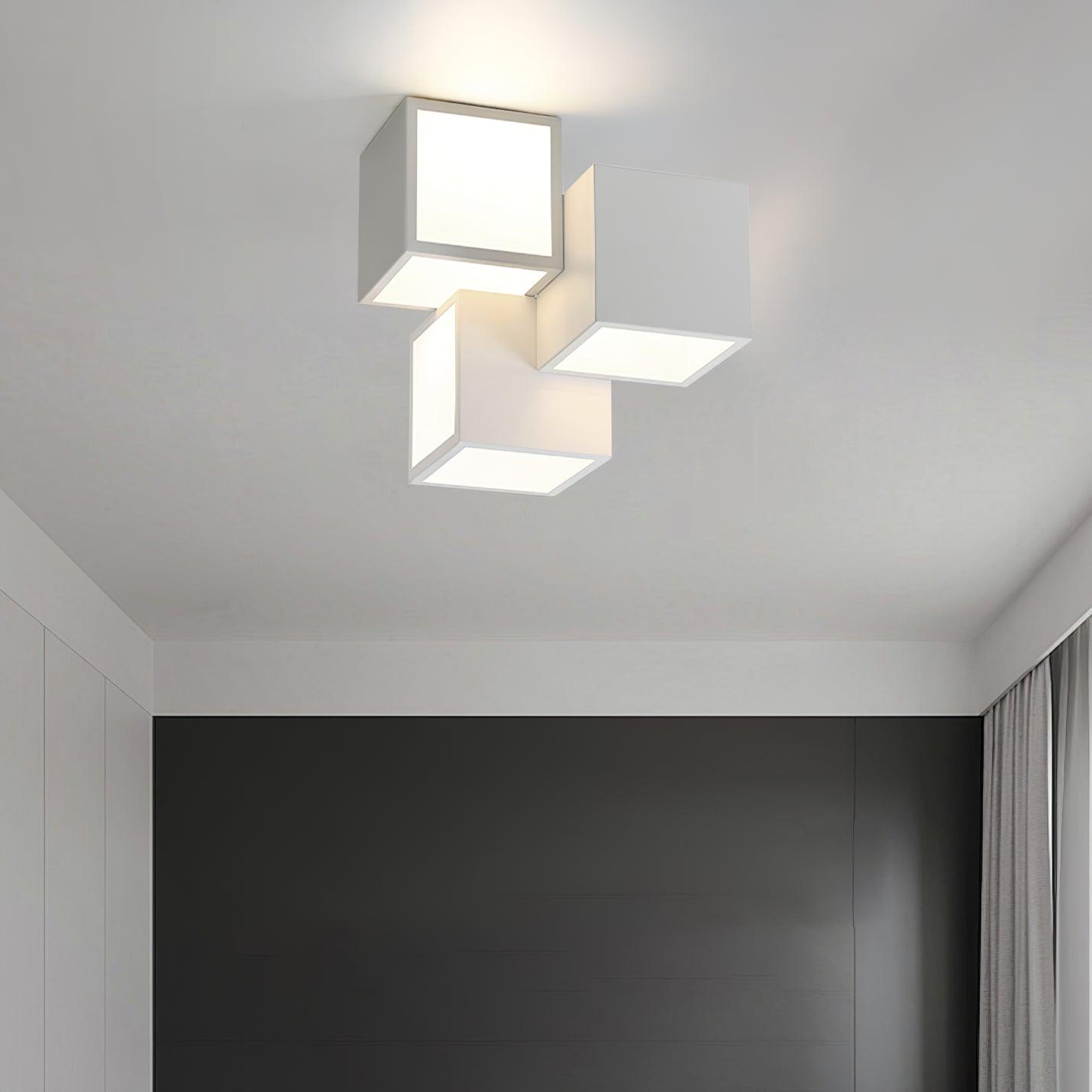 Geometric Ceiling Lamp | Metal, Acrylic | Black, White