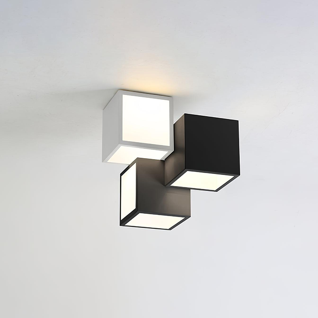 Geometric Ceiling Lamp | Metal, Acrylic | Black, White
