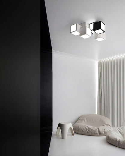 Geometric Ceiling Lamp | Metal, Acrylic | Black, White
