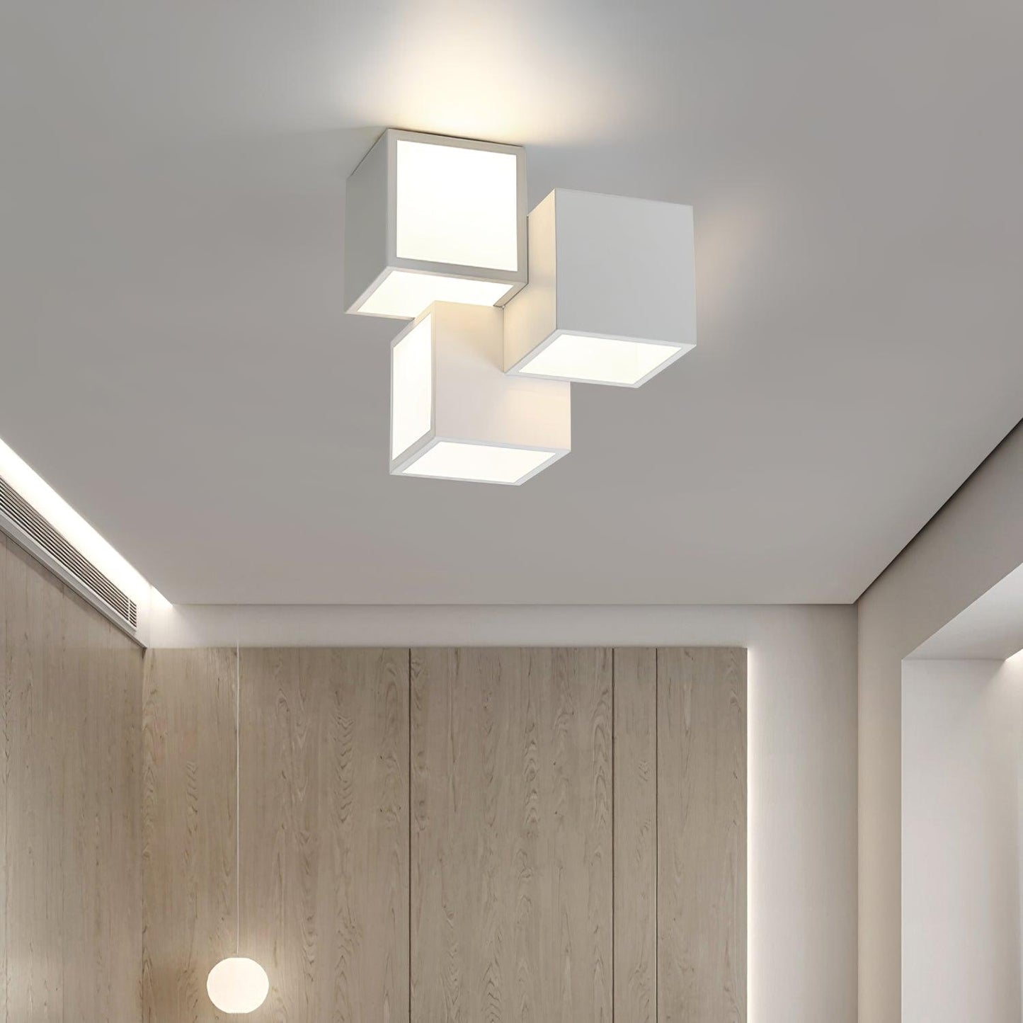 Geometric Ceiling Lamp | Metal, Acrylic | Black, White