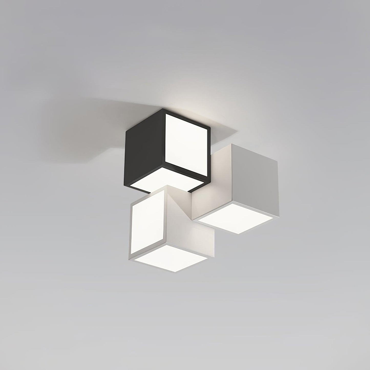 Geometric Ceiling Lamp | Metal, Acrylic | Black, White