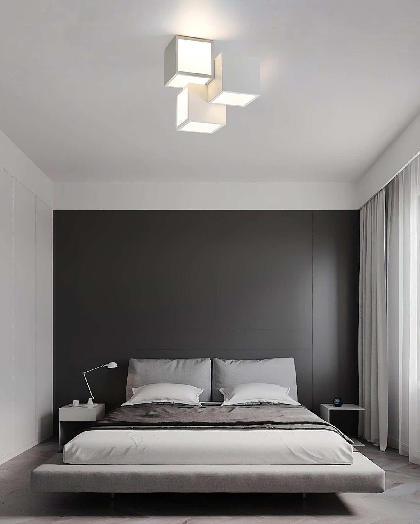 Geometric Ceiling Lamp | Metal, Acrylic | Black, White