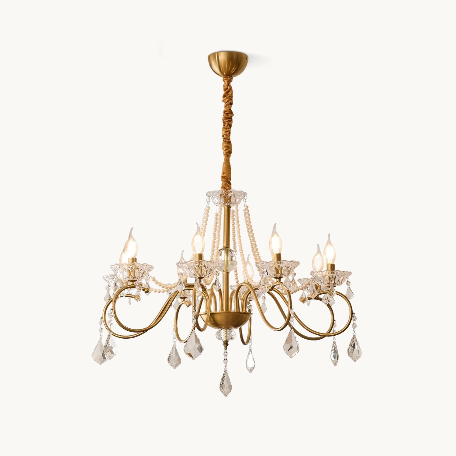Gilbahar Crystal Chandelier | Premium Crystal & Metal | Gold Finish, 6 or 8 Lights