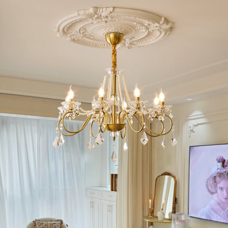 Gilbahar Crystal Chandelier | Premium Crystal & Metal | Gold Finish, 6 or 8 Lights