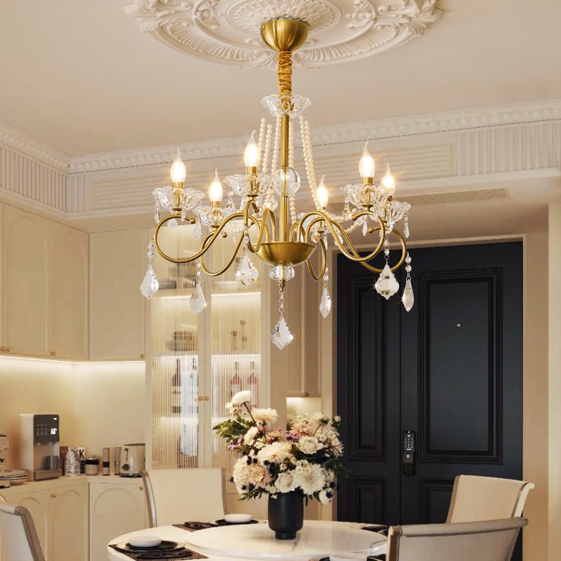 Gilbahar Crystal Chandelier | Premium Crystal & Metal | Gold Finish, 6 or 8 Lights