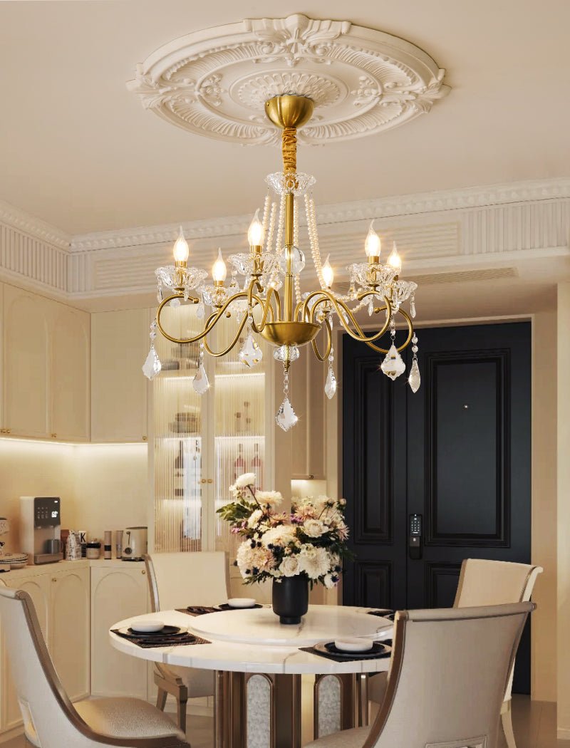 Gilbahar Crystal Chandelier | Premium Crystal & Metal | Gold Finish, 6 or 8 Lights