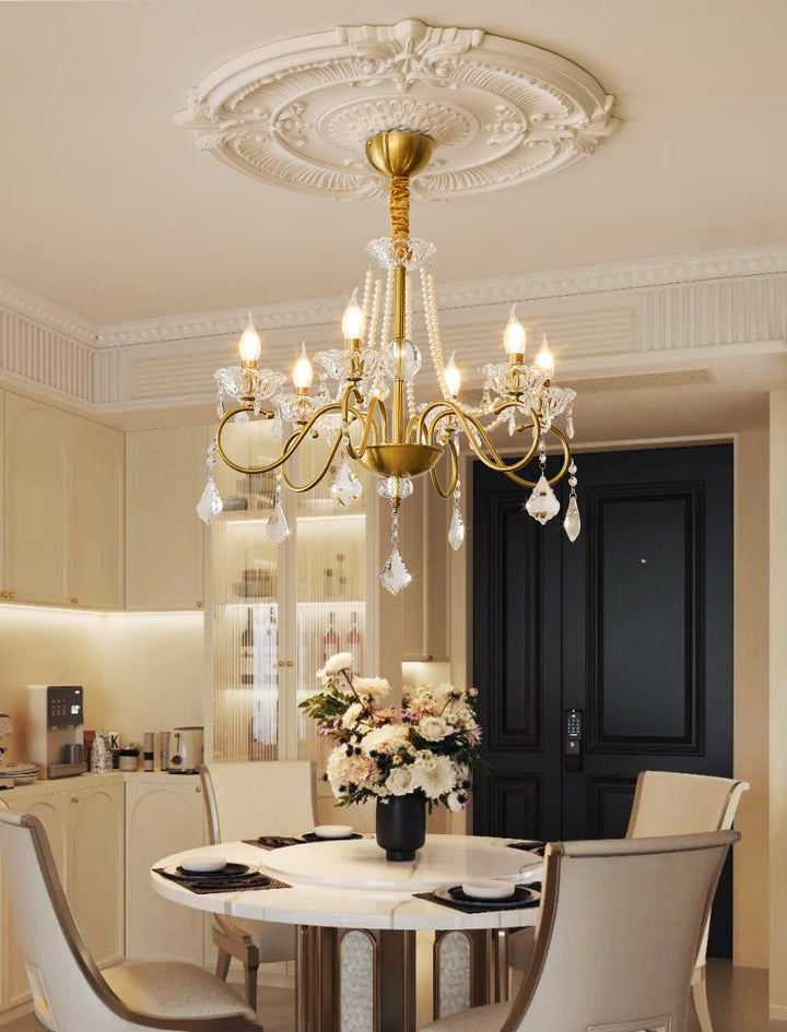 Gilbahar Crystal Chandelier | Premium Crystal & Metal | Gold Finish, 6 or 8 Lights