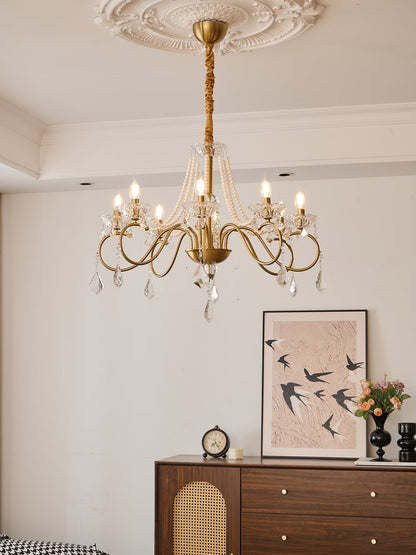 Gilbahar Crystal Chandelier | Premium Crystal & Metal | Gold Finish, 6 or 8 Lights