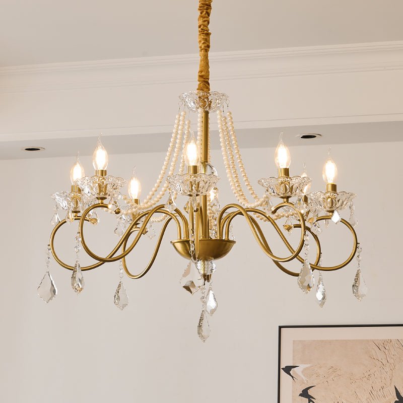 Gilbahar Crystal Chandelier | Premium Crystal & Metal | Gold Finish, 6 or 8 Lights